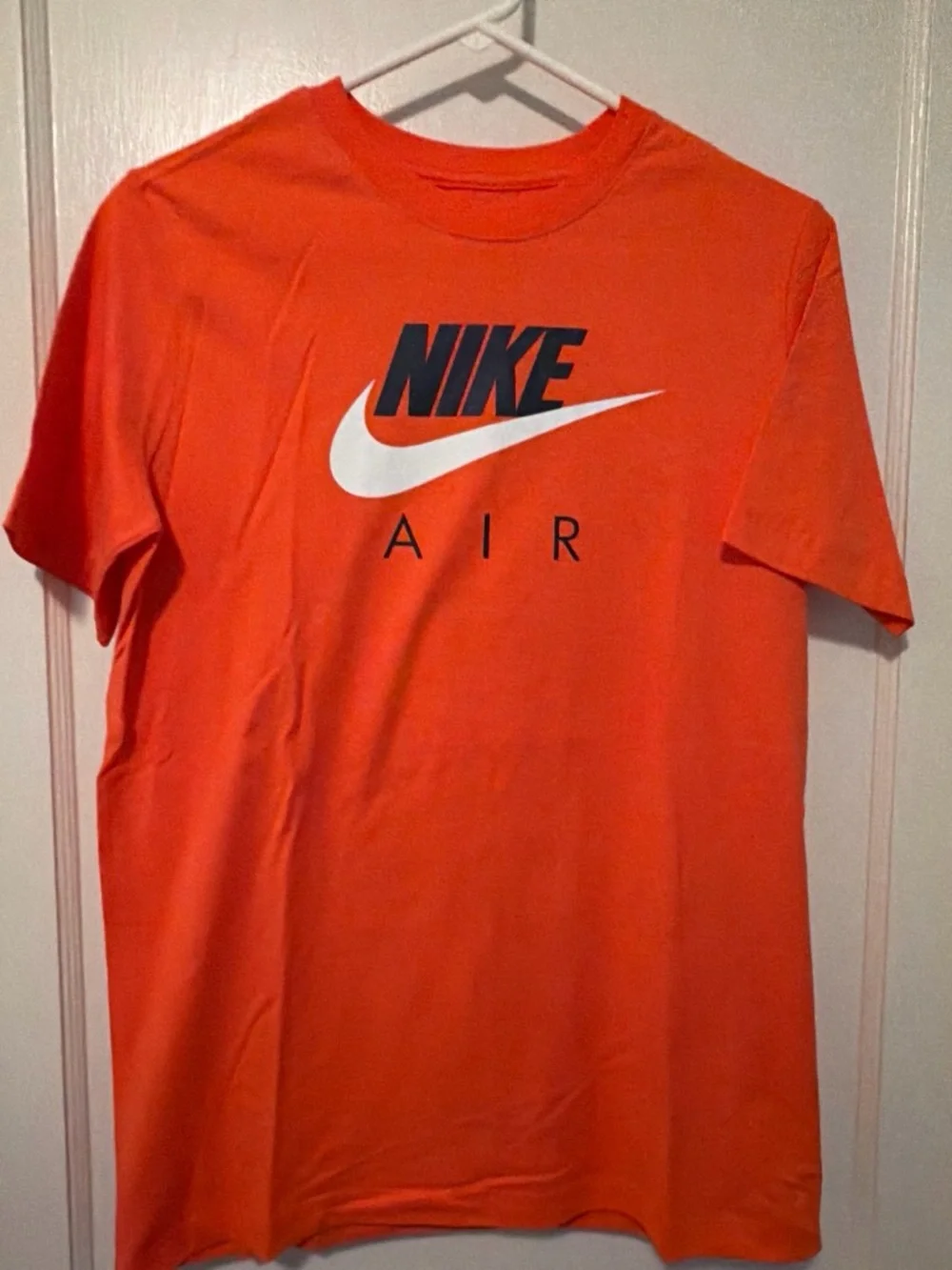 Nike Orange Short-Sleeve T-Shirt with White Swoosh and Black Logo
